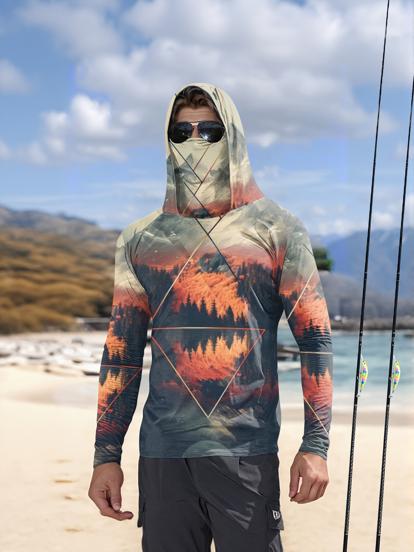 قميص صيد رجالي للأنشطة الخارجي - مراجعة Fishing Mask Sun Protection وسعره