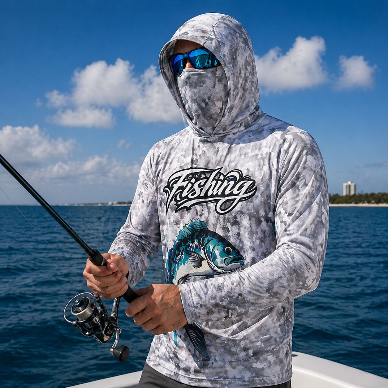 قميص صيد للرجال بغطاء للرأس، م - مراجعة Fishing Mask Sun Protection وسعره